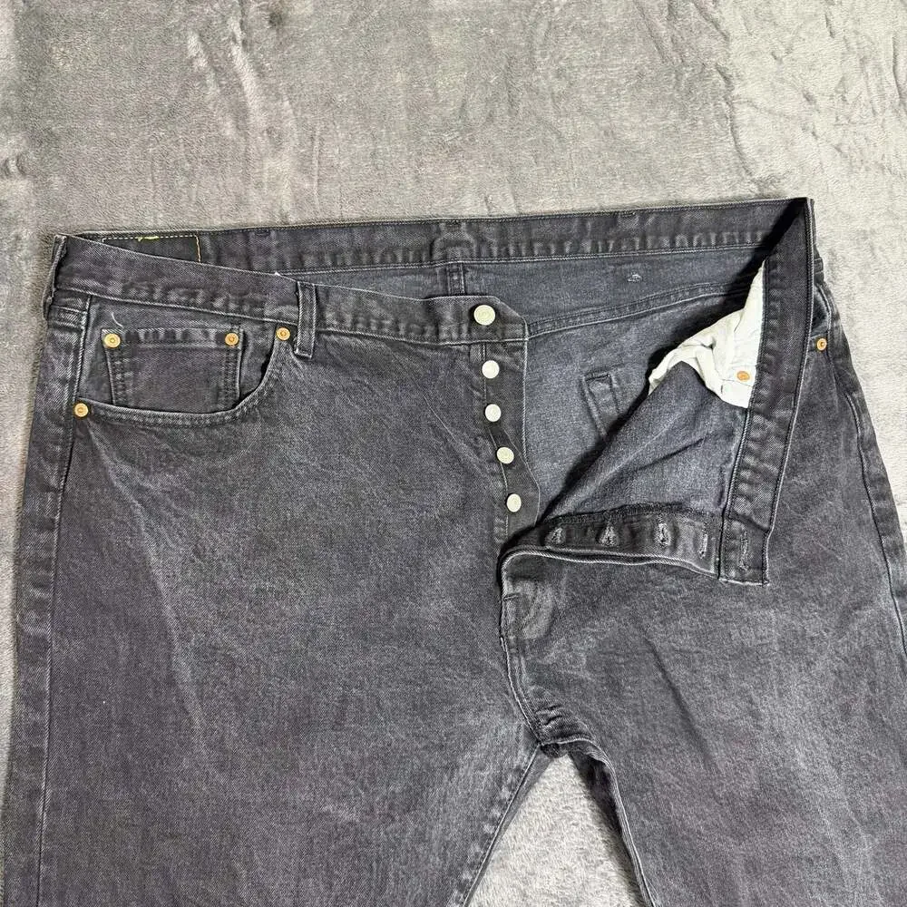 Levi's 501 Original Fit Button Fly Black Denim Men’s Jeans Size 48x30